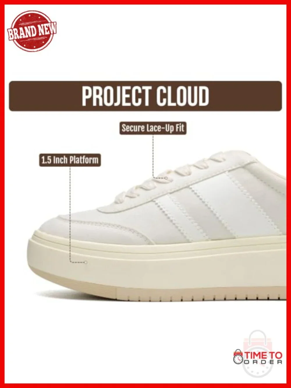 Lightweight Memory Foam Platform Sneakers with Non-Slip Sole
